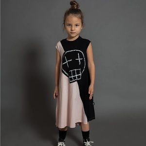 Nununu pink and black dress. Small paint stains on bottom.